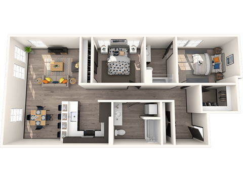a floor plan of a 2 bedroom A apartment